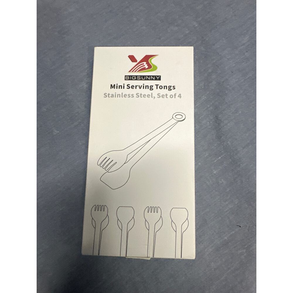 Set of 4- Mini Appetizer Tongs Stainless Steel Set (6 inch, Golden)